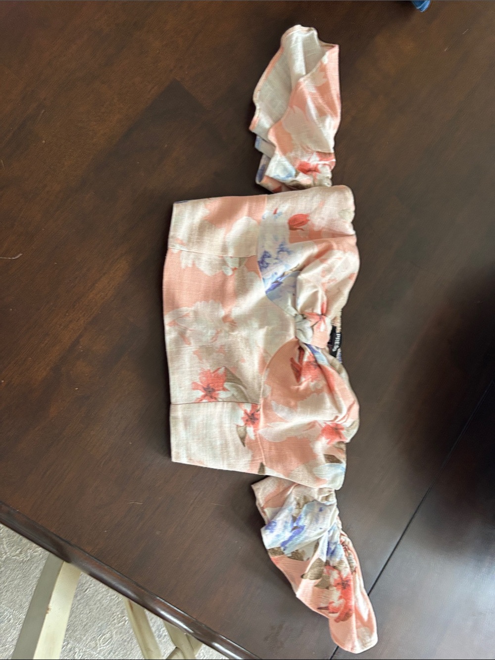 Express Peach Floral Off-Shoulder Crop Top